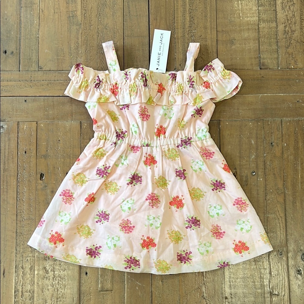 Janie and jack pink floral bouquet cold shoulder dress nwt